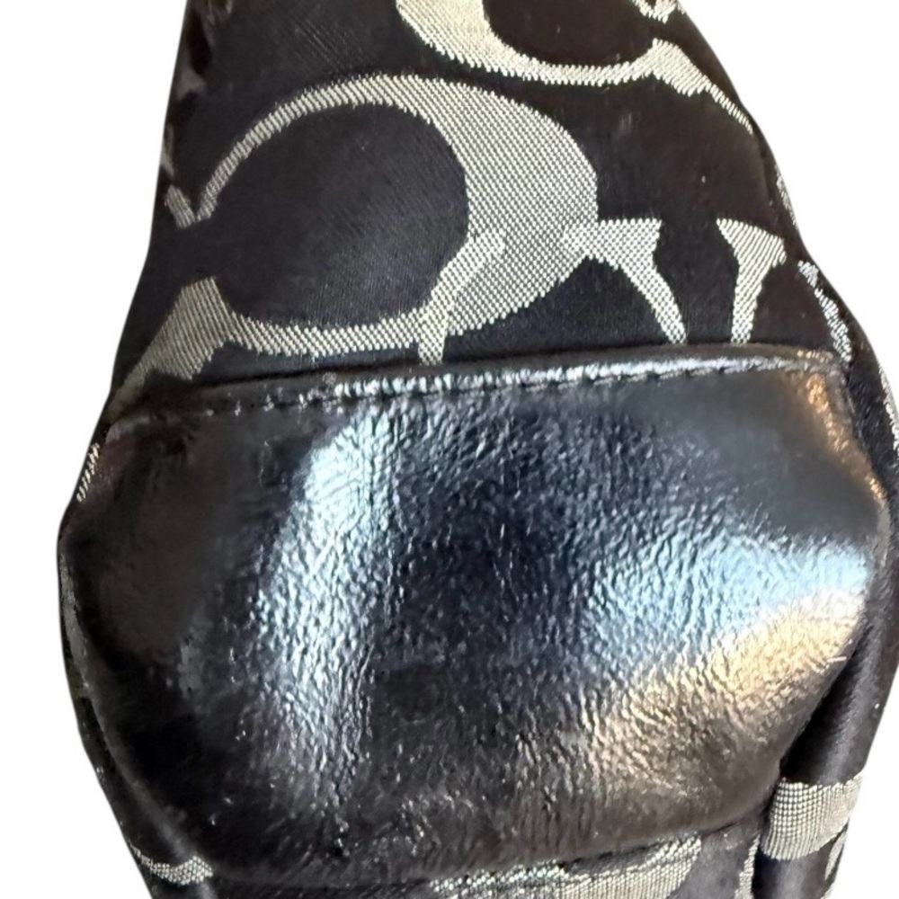 Coach Gallery Optic Signature metallic black & silver canvas tote bag F19675 - Picture 11 of 15